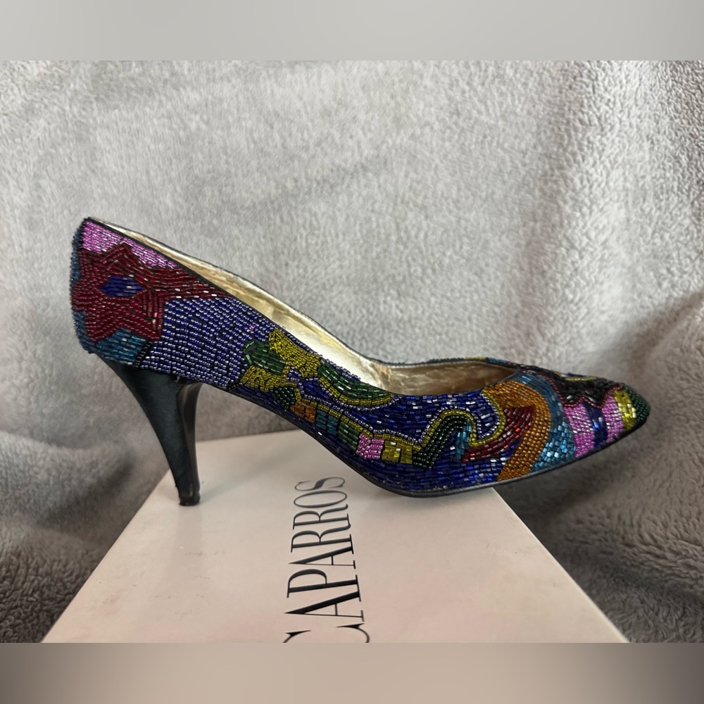 Caparras multi-color beaded pumps